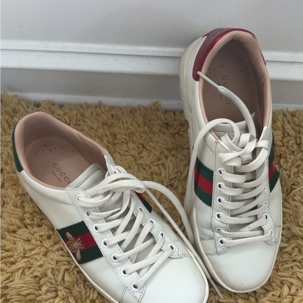 Gucci Cream Leather Sneakers